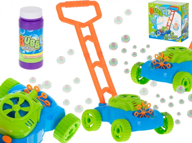 Bellenblaasmachine in de vorm van een grasmaaier