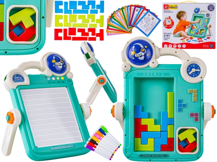 Multifunctioneel dubbelzijdig bord 2-in-1 voor tekenen en Tetris-puzzel blauw - 1 stuk