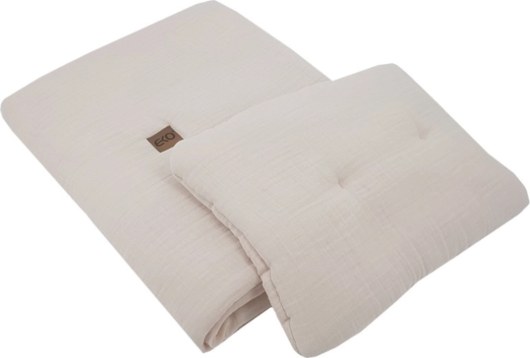 EKO mousselineset voor babybedje, 2-delig, beige (30 × 40 cm, 75 × 100 cm)
