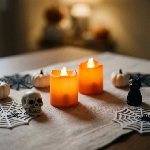 Halloween-ledkaarsen oranje, 2 stuks