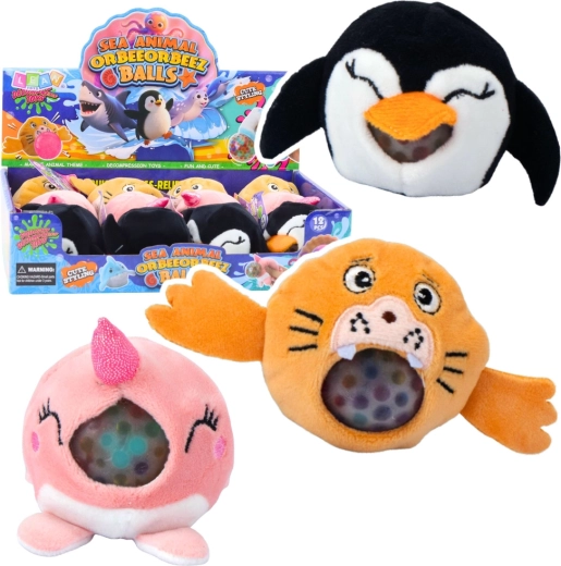 Pluchen knijpbare squishy met waterkralen – diertje 6 cm