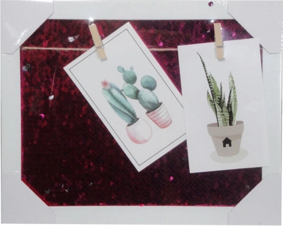 Fotolijst met pailletten 23 × 28 cm met koord en knijpers