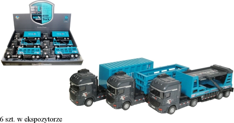 Vrachtwagen met 3 typen aanhangwagens