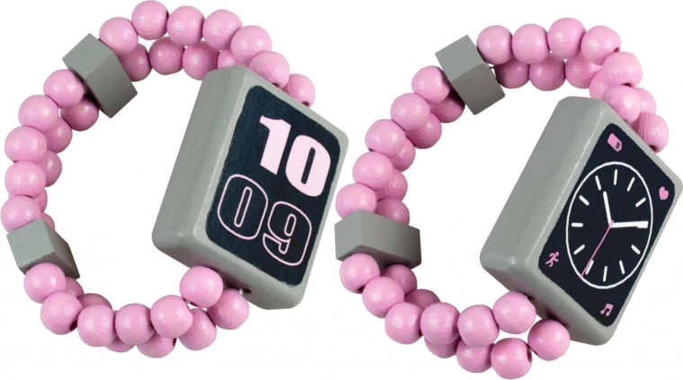 Houten dubbelzijdig horloge – roze