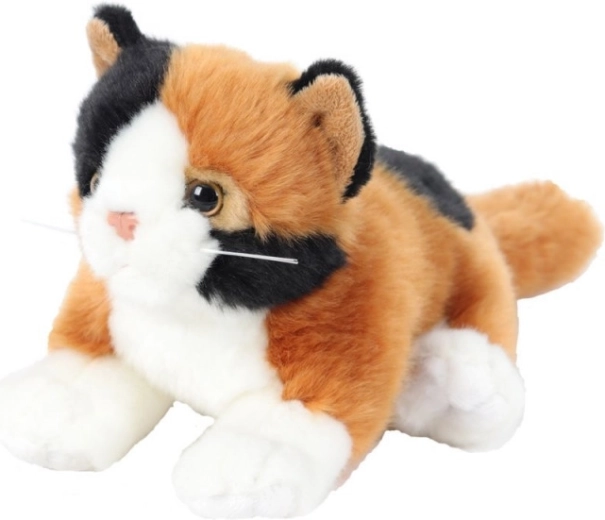 Pluche liggende kat bruin 30 cm