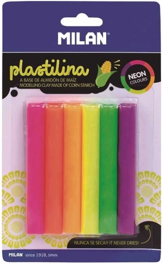 Neon plasticine 6 stuks