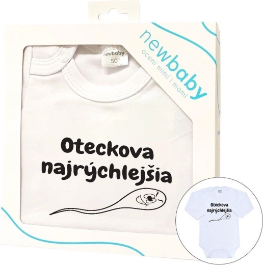 babyromper met print New Baby OTECKOVA NAJRÝCHLEJŠIA, lange mouw, cadeauverpakking