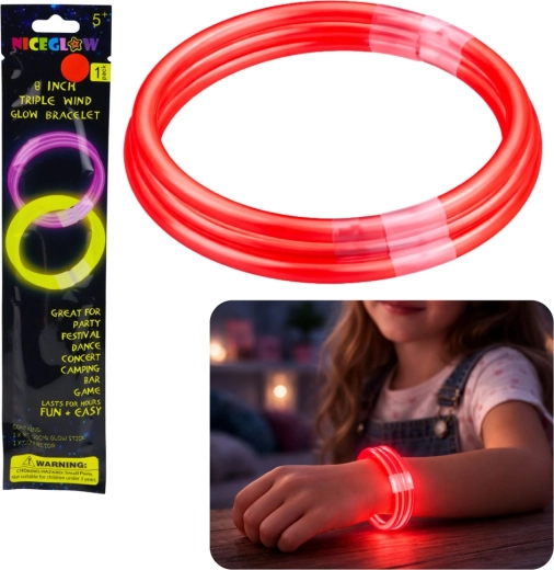 Driedubbele fluorescerende lichtgevende armband Glow Stick 20 cm
