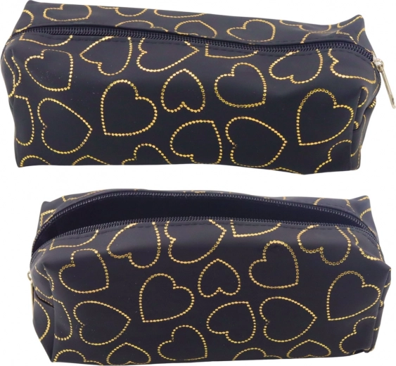 Zwart etui met gouden hartjes