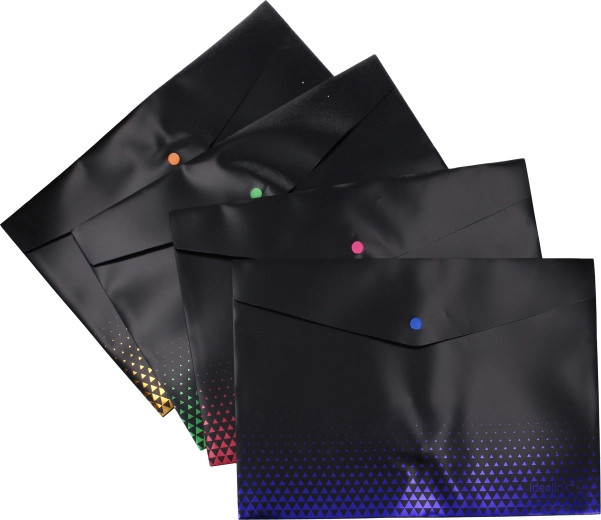 Map met drukknop 33 × 23 cm zwart met streep