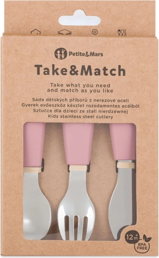 Petite&Mars set kinderbestek van roestvrij staal take&match dusty rose 12m+