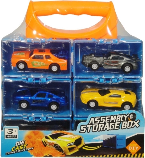 Metalen sportautootjes met pullback-aandrijving, 6 stuks in koffer