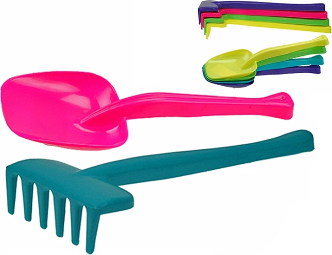 Kinder schopje en hark 30 cm – set van 20 stuks in vijf kleuren