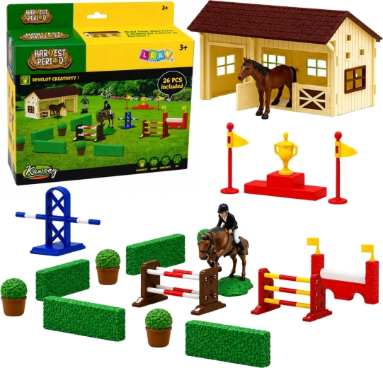 Set rijstal met paarden en springparcours – 26 delen