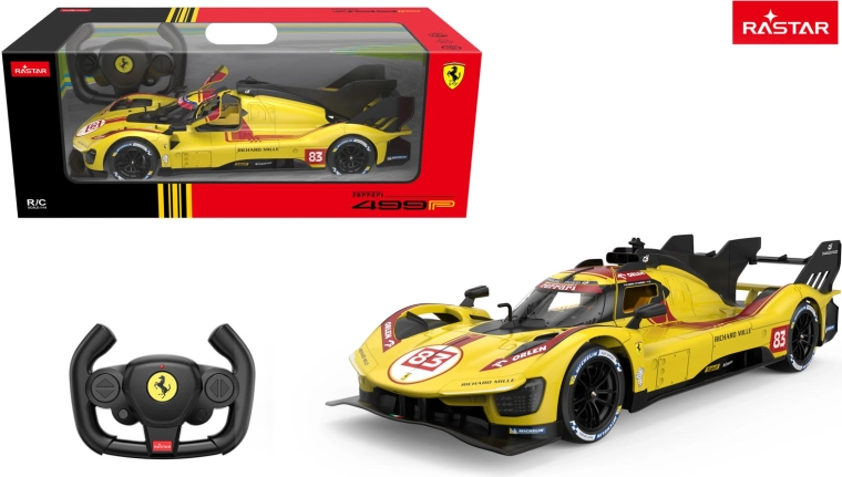 RC auto Ferrari 499P Rastar 1:14 geel - 1 stuk