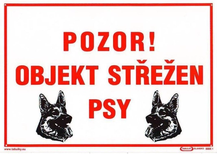 Waarschuwingsbord Let op! Object bewaakt door honden A4 plastic