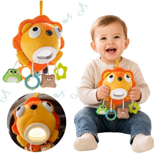 Interactieve pluchen leeuw Woopie met muziek, licht en hangende speeltjes
