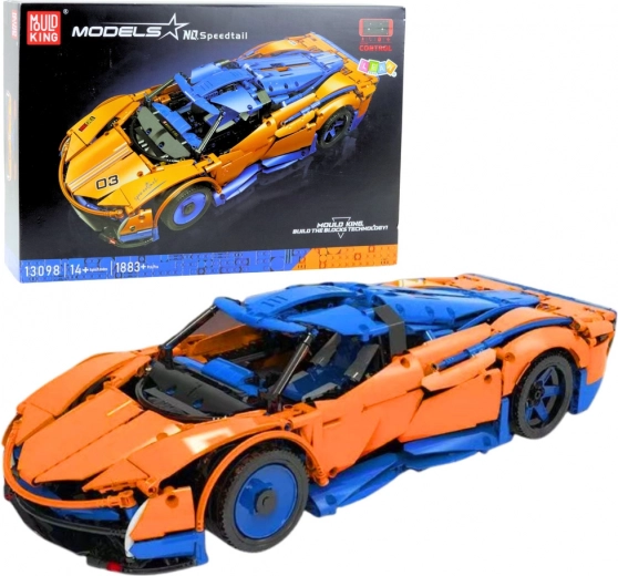 Bouwset op afstand bestuurbare sportwagen, 1883 stukjes – blauw‑oranje