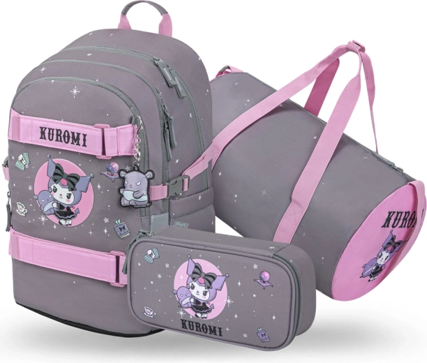 Baagl set 3 Skate Kuromi Grey – schoolrugzak, etui en sporttas (GRS)
