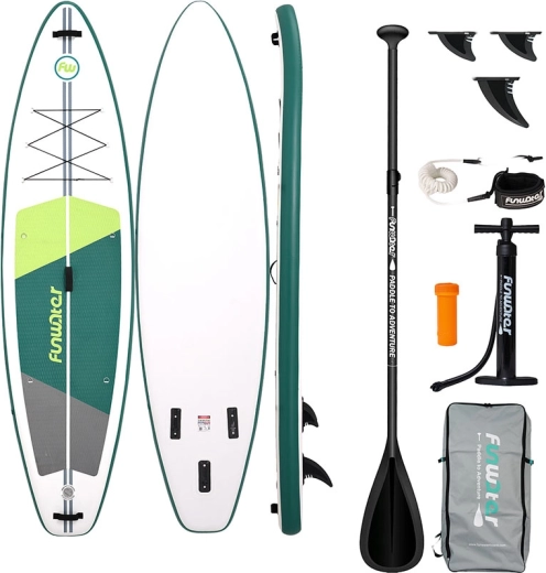 FunWater opblaasbare paddleboard SUP groen-wit 335 × 84 × 15 cm