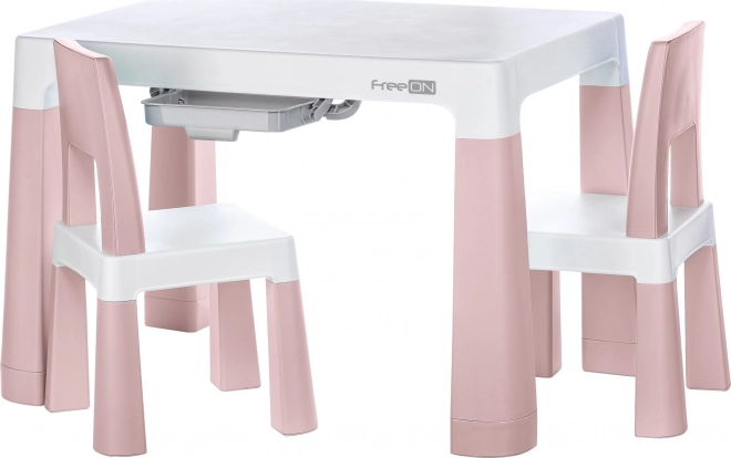 Plastic tafeltje met stoelen FREEON Neo wit en roze