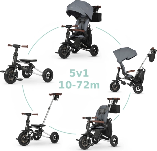 QPlay Nova Deluxe 5-in-1 kinderdriewieler in grijze kleur