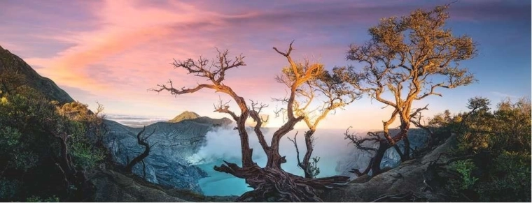 Panoramische puzzel RAVENSBURGER Zwavelmeer op de berg Ijen, Java