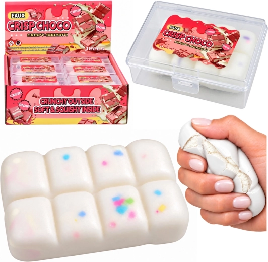 Sensorisch antistress-knijpblokje in de vorm van witte chocolade - 1 stuk