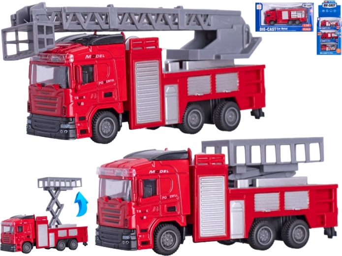 Metalen brandweerauto 13 cm 1:50 met pull-back functie