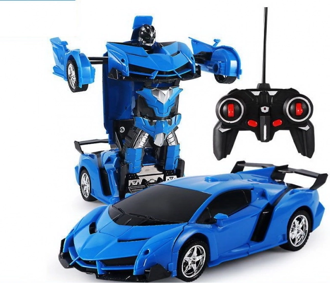 Auto-robot 2-in-1 met afstandsbediening met LED, geluiden en drift – blauw