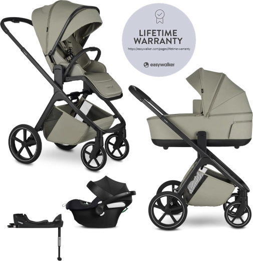 Easywalker Zoey Sage Green combinatiekinderwagen + autostoeltje CBX by Cybex Aton B2 i-Size met basis