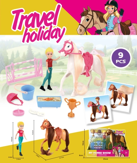 Paard met ruiterfiguur 12,5 cm – bruin