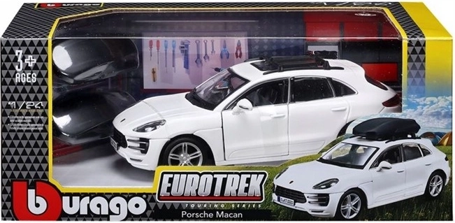 Bburago Porsche Macan Eurotrek wit automodel op schaal 1:24