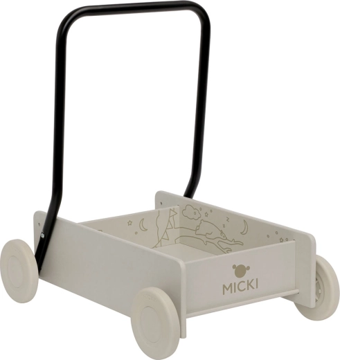 Micki beige houten loopwagen/duwwagen voor de eerste stapjes