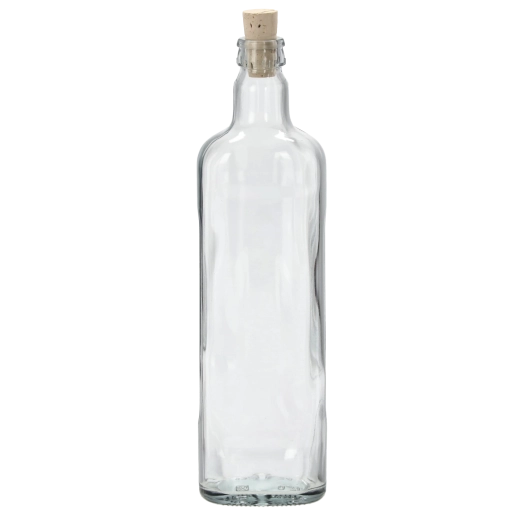 Glazen fles Oval 700 ml met natuurlijke kurk