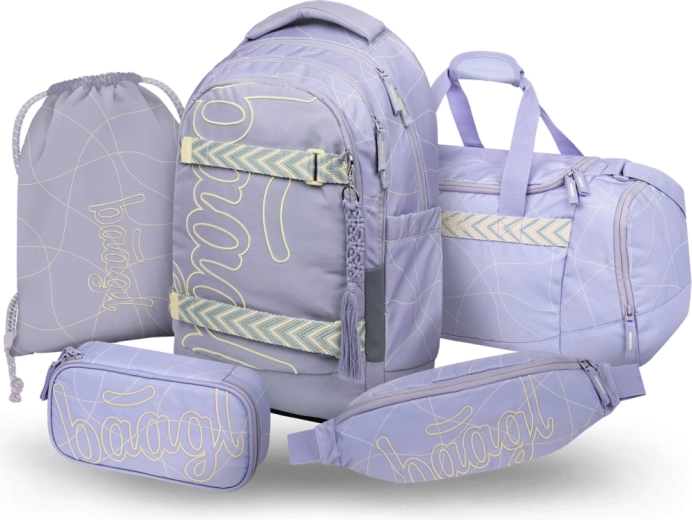Baagl set 5 Skate Max Mishmash – schoolrugzak, etui, gymsack, sporttas en heuptasje van gerecyclede materialen
