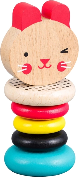 Petit Collage houten rammelaar konijntje