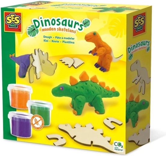SES Boetseerklei – houten dinosaurussen