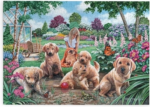 House of Puzzles Puzzel Spelende puppy's met 500 grote stukjes
