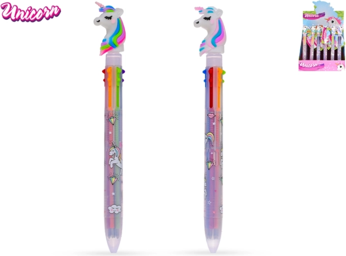 Regenboogpen met eenhoorn, 6 kleuren
