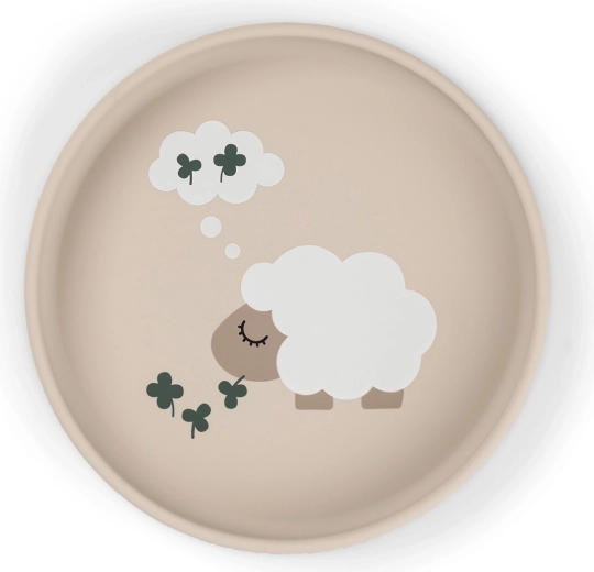 Done by Deer siliconen zuignapbord Stick&Stay Tiny farm zandkleur