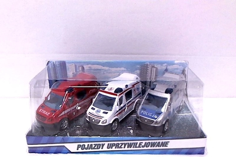 Mini reddingsbusjes 8 cm – set van 3 stuks