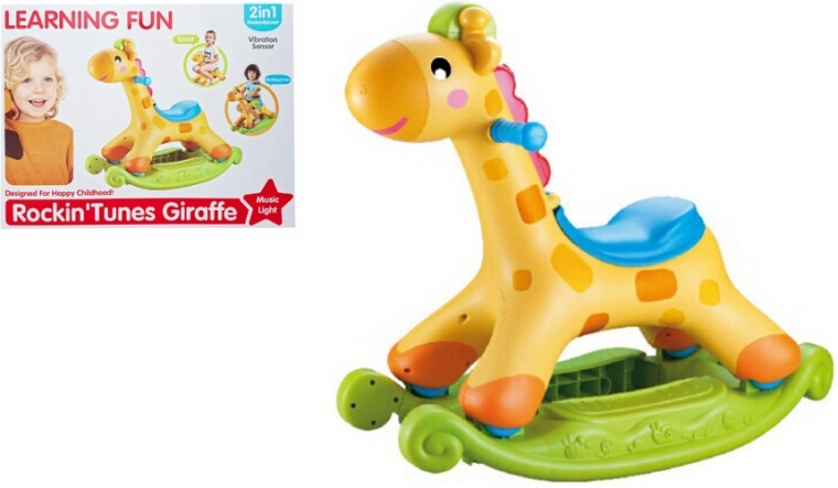 Schommelende speelgoedgiraf met muziek en lichtjes