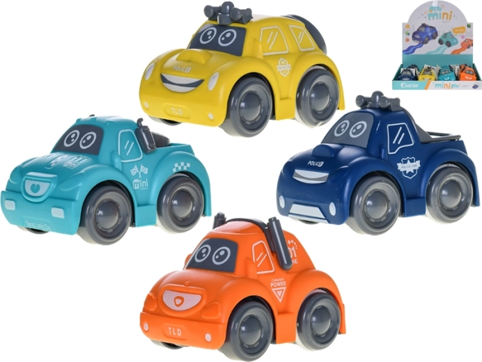 Politieautootje met vliegwiel 8,5 cm – 4 soorten