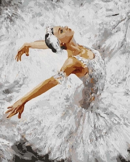 Diamantschilderen ballerina in het wit 30 × 40 cm NORIMPEX