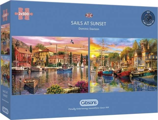 Gibsons Puzzel Zeilboten bij zonsondergang 2x500 stukjes