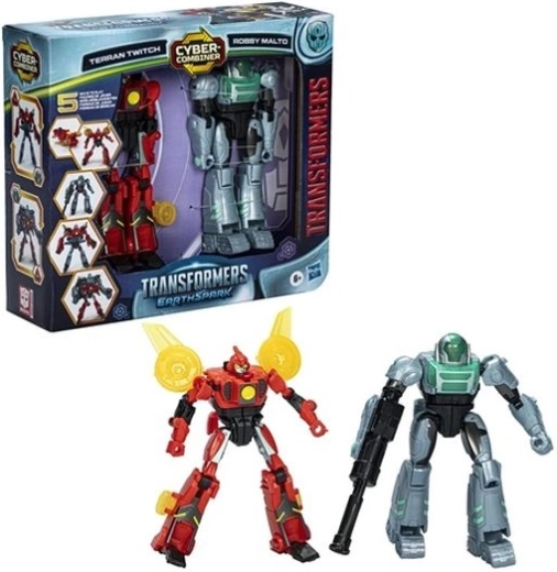 Transformers EarthSpark Cyber Combiner set Terran Twitch en Robby Malto
