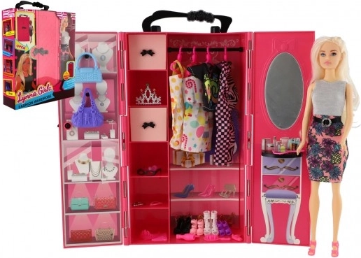 Pop Lynna met kast, plastic, 30 cm, met accessoires in doos 26x32x8 cm