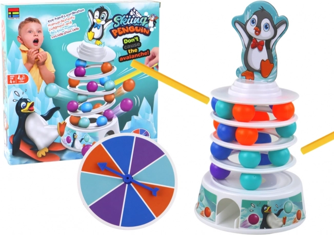 Behendigheidsspel pinguïn – knikkers, glijbaan en toren