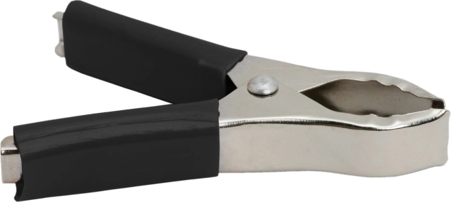 Extra grote krokodillenklem met zwarte PVC-isolatie, 75 mm